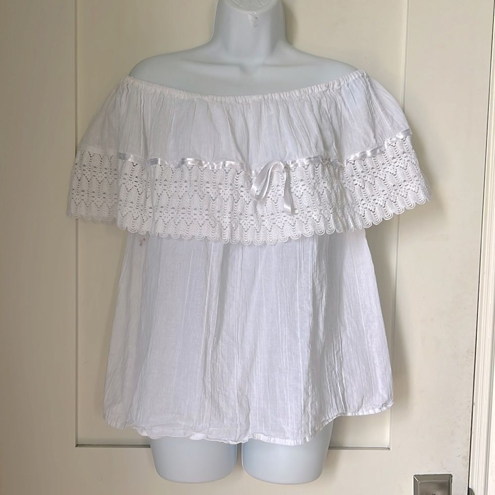 Women's Handmade Off the Shoulder  Crotchet Blouse sz XL